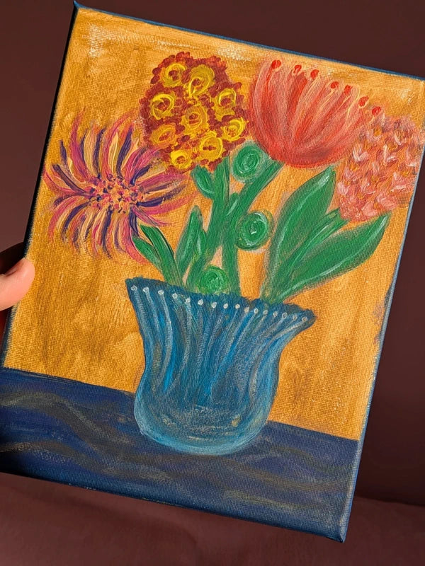 Acrylic painting - Flowers in a vase