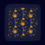 Whimsical Night Flower Seamless Pattern Design – Dreamy Botanical in Blue and Gold, Calming